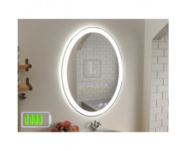 Зеркало овальное с подсветкой для ванной комнаты Амелия на батарейках (аккумуляторе)