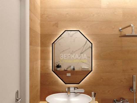 Зеркало в ванную комнату с подсветкой Валенза Блэк 75х75 см