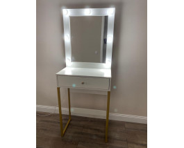 Лофт столик с зеркалом и подсветкой на металлических ножках с подсветкой KS-10